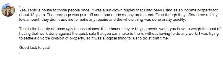 yahoo answers/review about we buy ugly houses