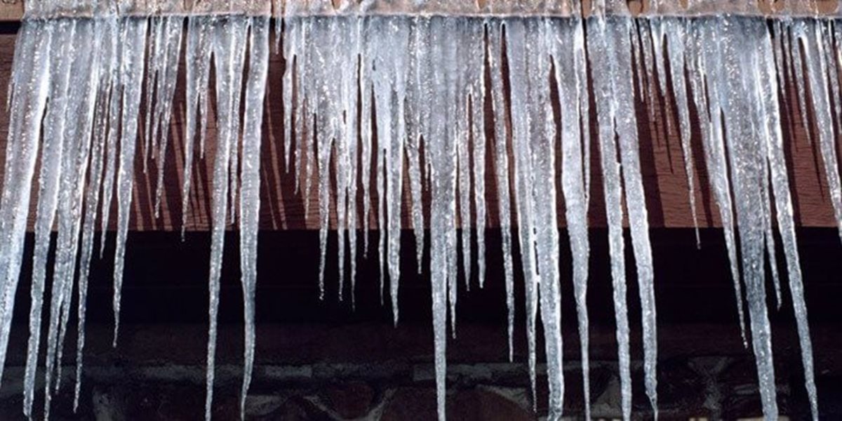 Icicles hanging from roof