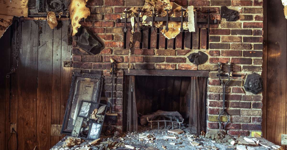 fire damaged house