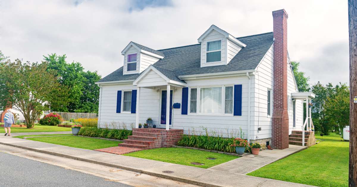White house with blue shutters