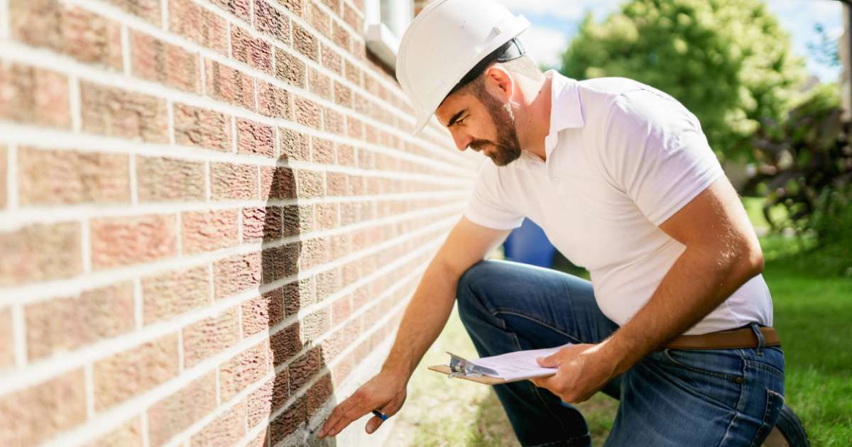 man inspecting house for code violations