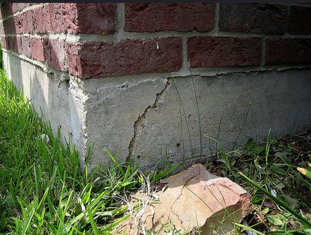 Cracked foundation of house
