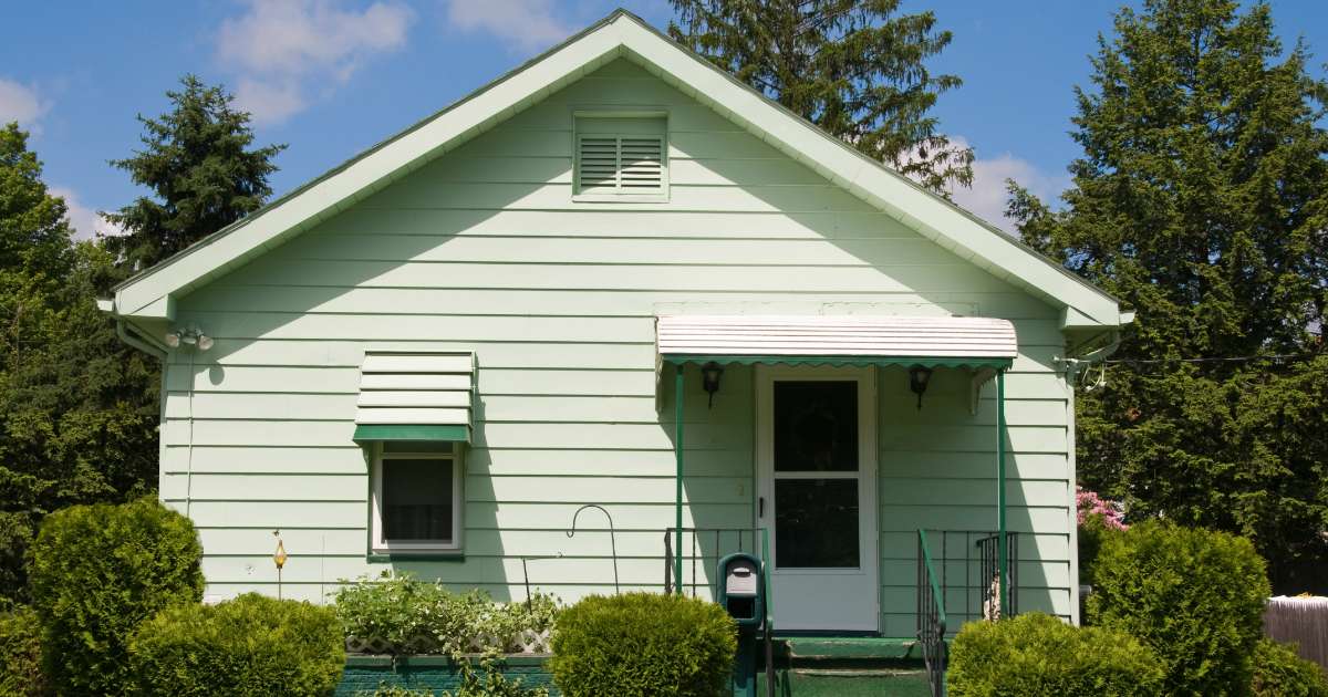 small mint colored house